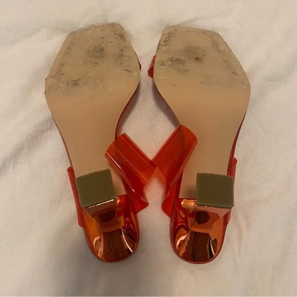 VIVIANLY Clear Pointed Toe Sandals Stiletto Heels Transparent Strap High Heels - Picture 7 of 9